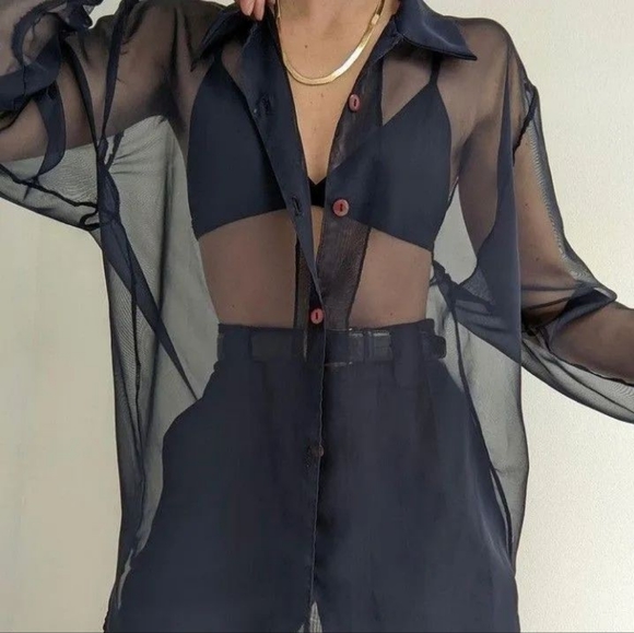 Oversized Black mesh shirt - Picture 2 of 2